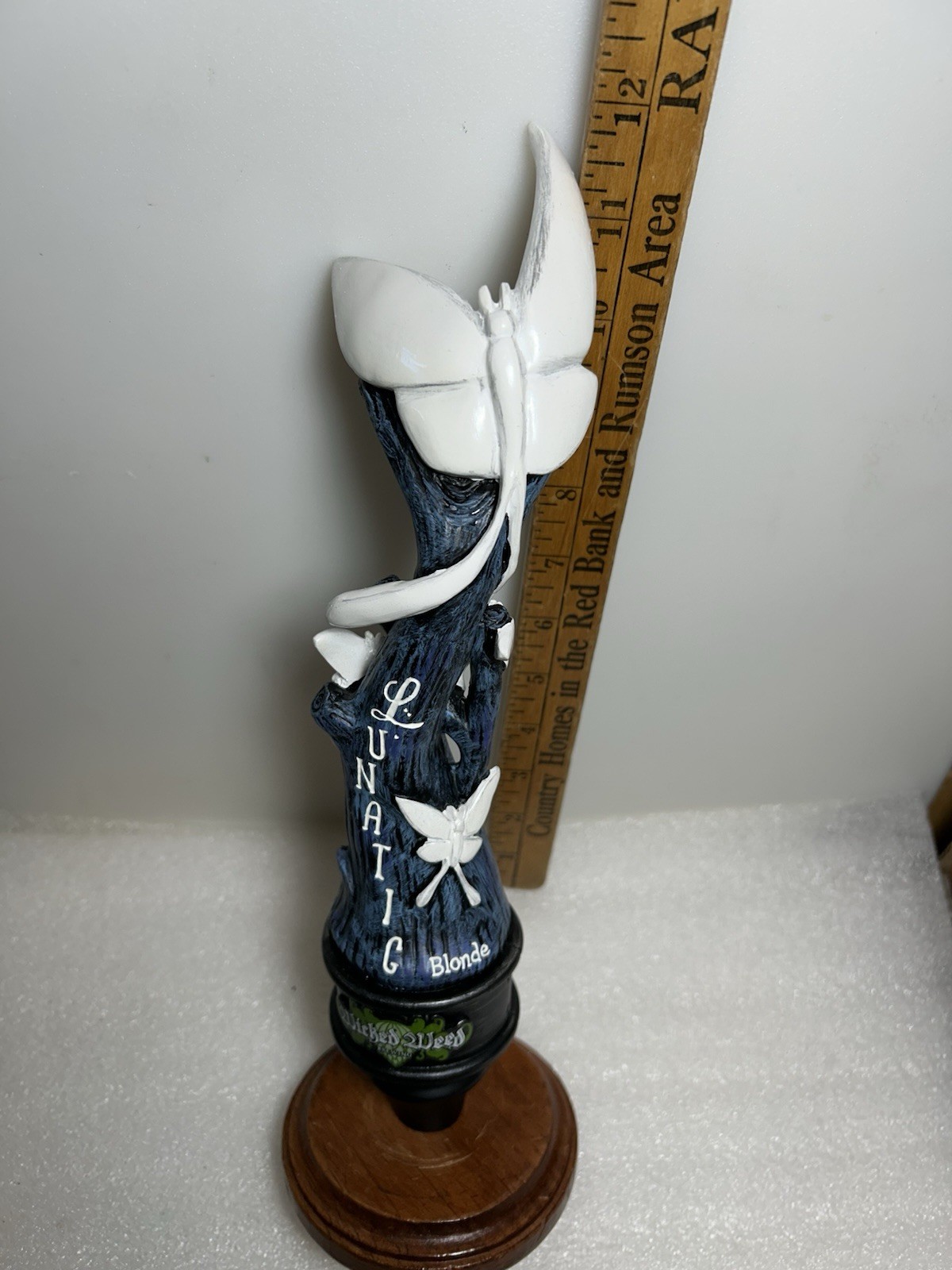 WICKED WEED BREWING LUNATIC BLONDE EXTREME draft beer tap handle. NORTH CAROLINA