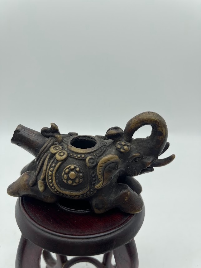 Antique Chinese Bronze Elephant Figural Water Dropper Scholar's Desk Ornament