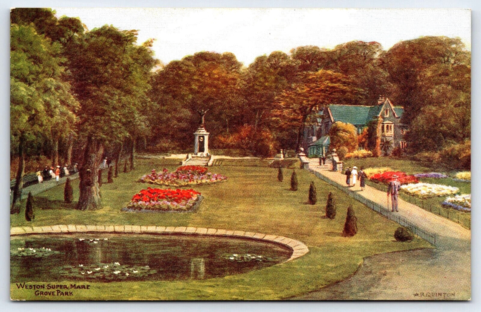 Postcard c1904 Watercolor Artist A. R. Quinton Weston-Super-Mare Grove Park A21