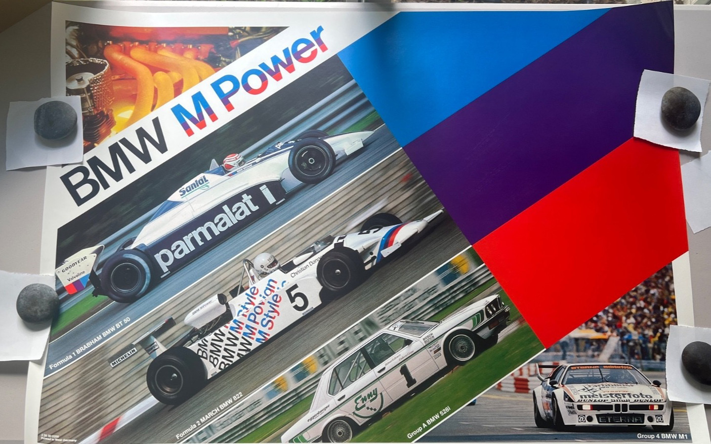 Vintage 1980s BMW M Power Motorsport Poster F1 F2 528i M1 West Germany