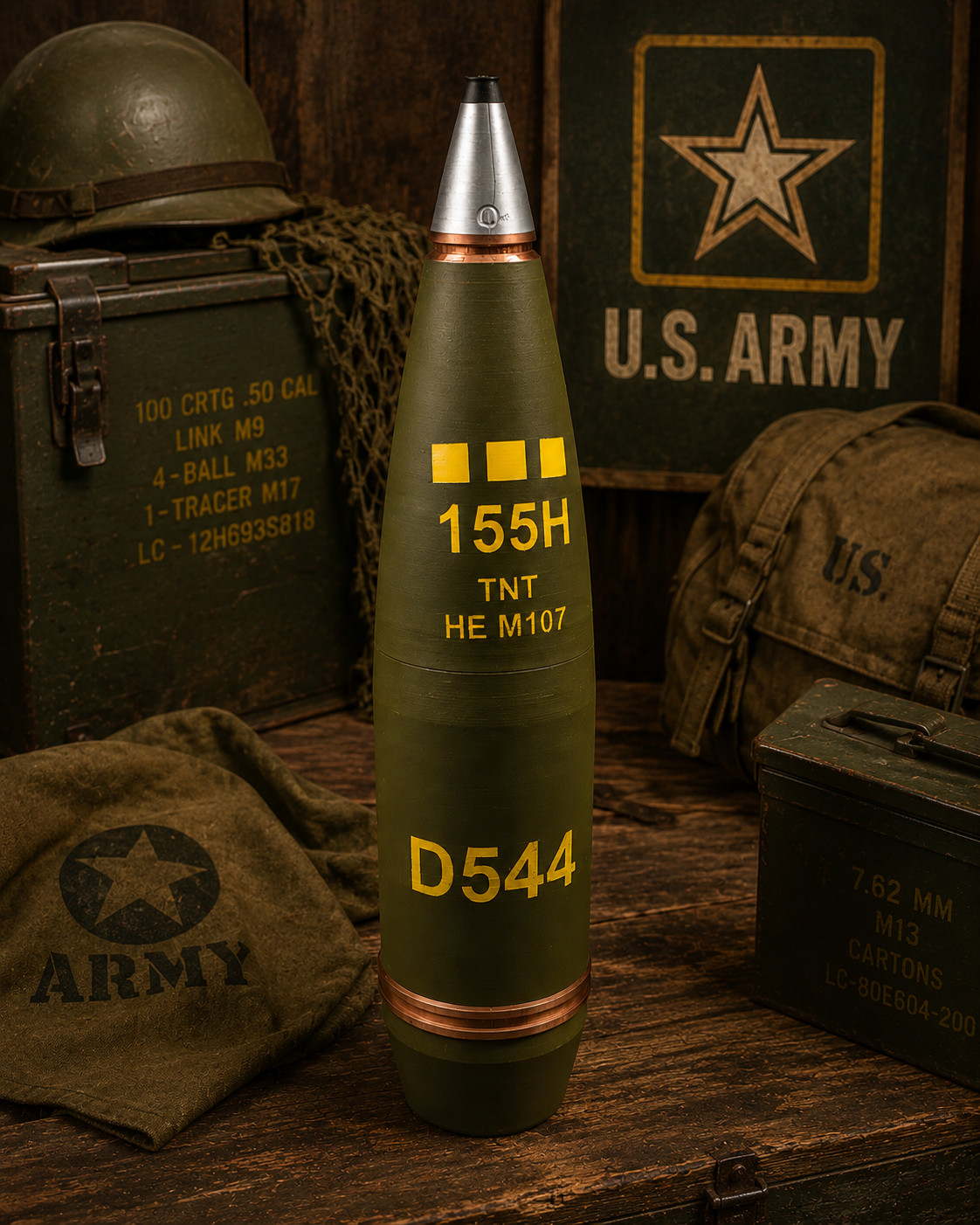 Mini 155mm Artillery Shell Replica Storage Container 3D Printed Desk Display OD 