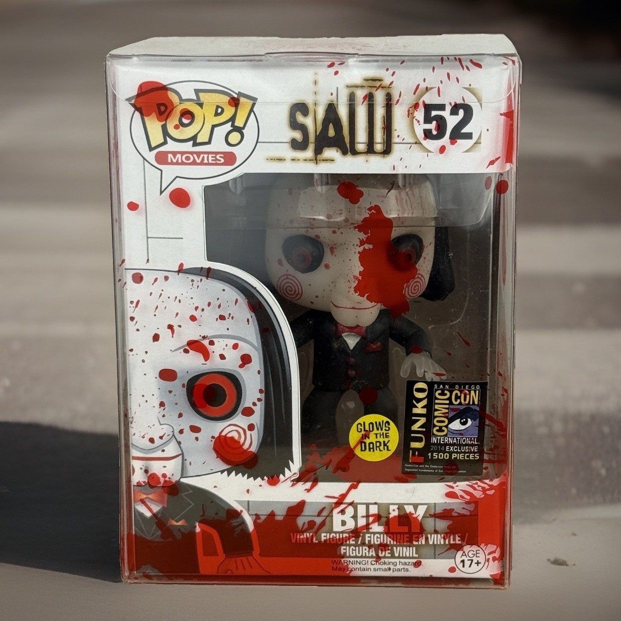 Saw Billy the Puppet Funko Pop #52 Glow 1500pc Edition Bloody Protector Display