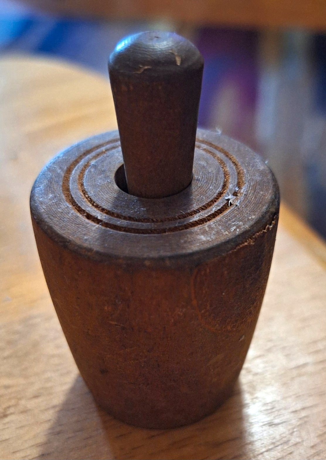 Antique Miniature Wooden Butter Mold With  Stamp