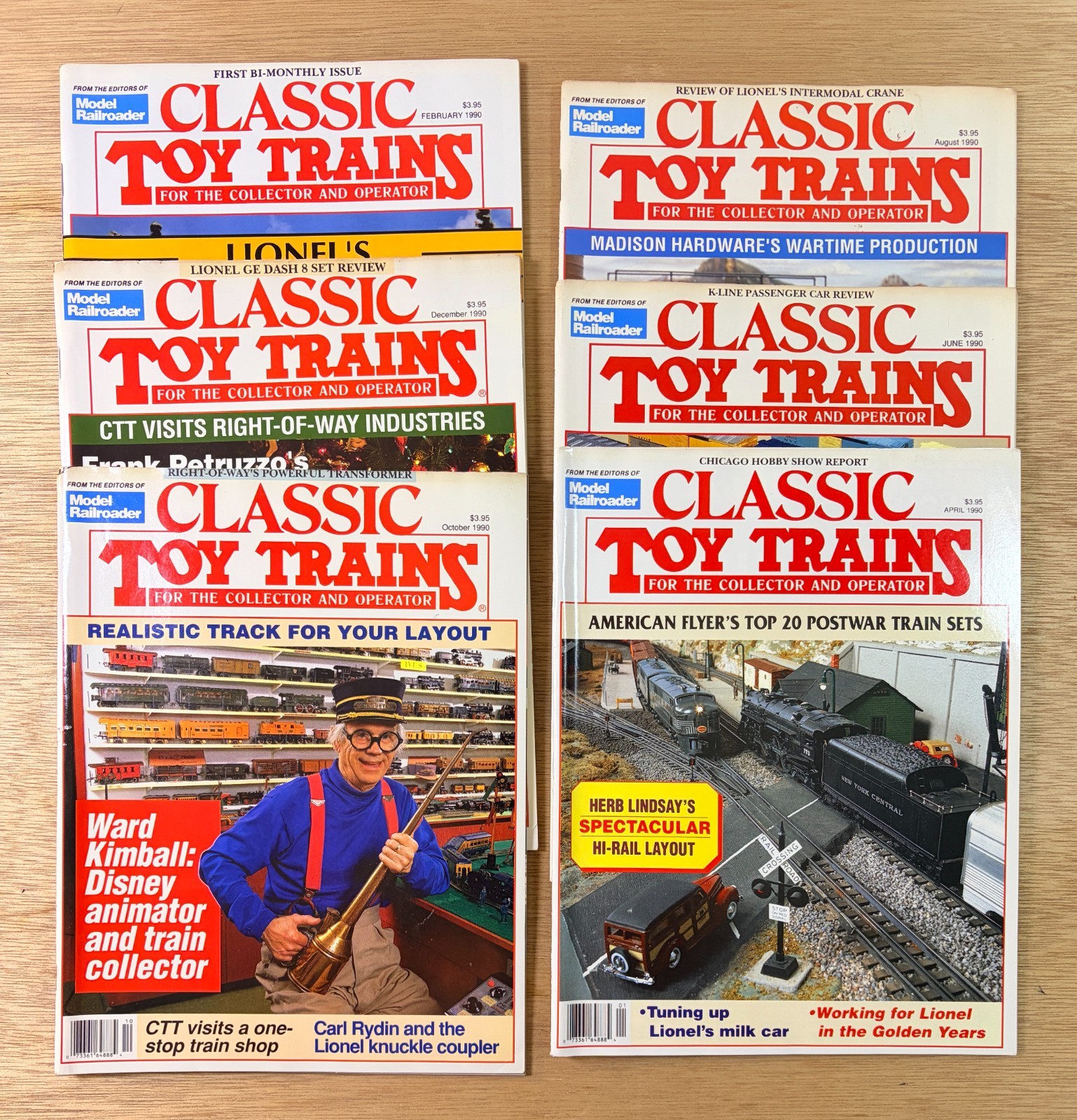 Classic Toy Trains Magazine Lot of 6 Vintage 1990 Issues Lionel Model Railroad