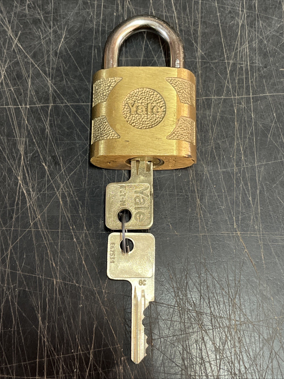 Vintage Yale Brass Lock  With 2 Keys USA Made Super Pin Tumbler 2” x 3”