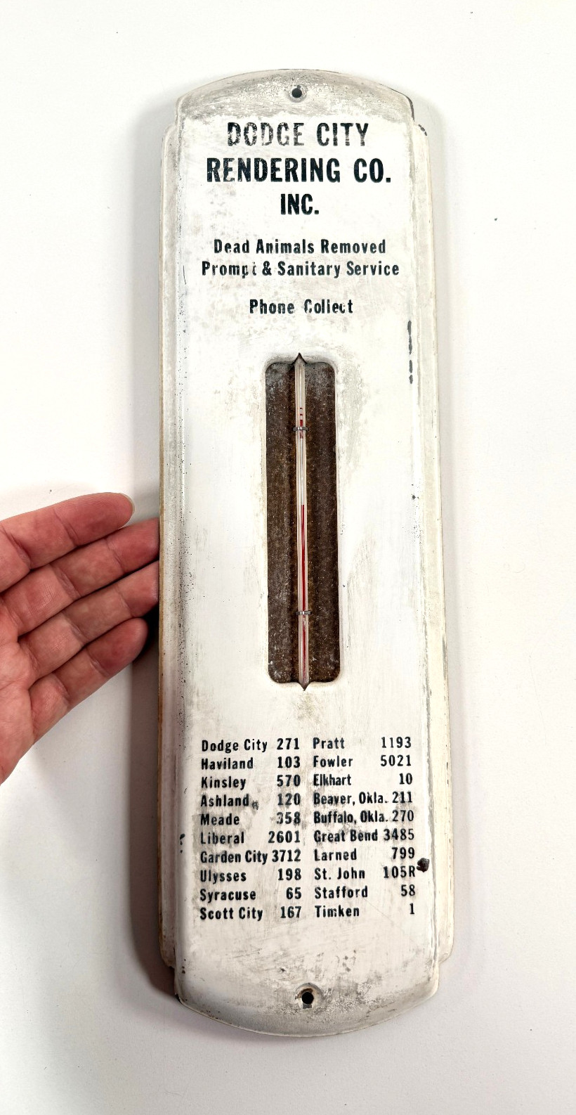 RARE Dodge City Kansas KS Rendering Advertising Thermometer Dead Animals sign