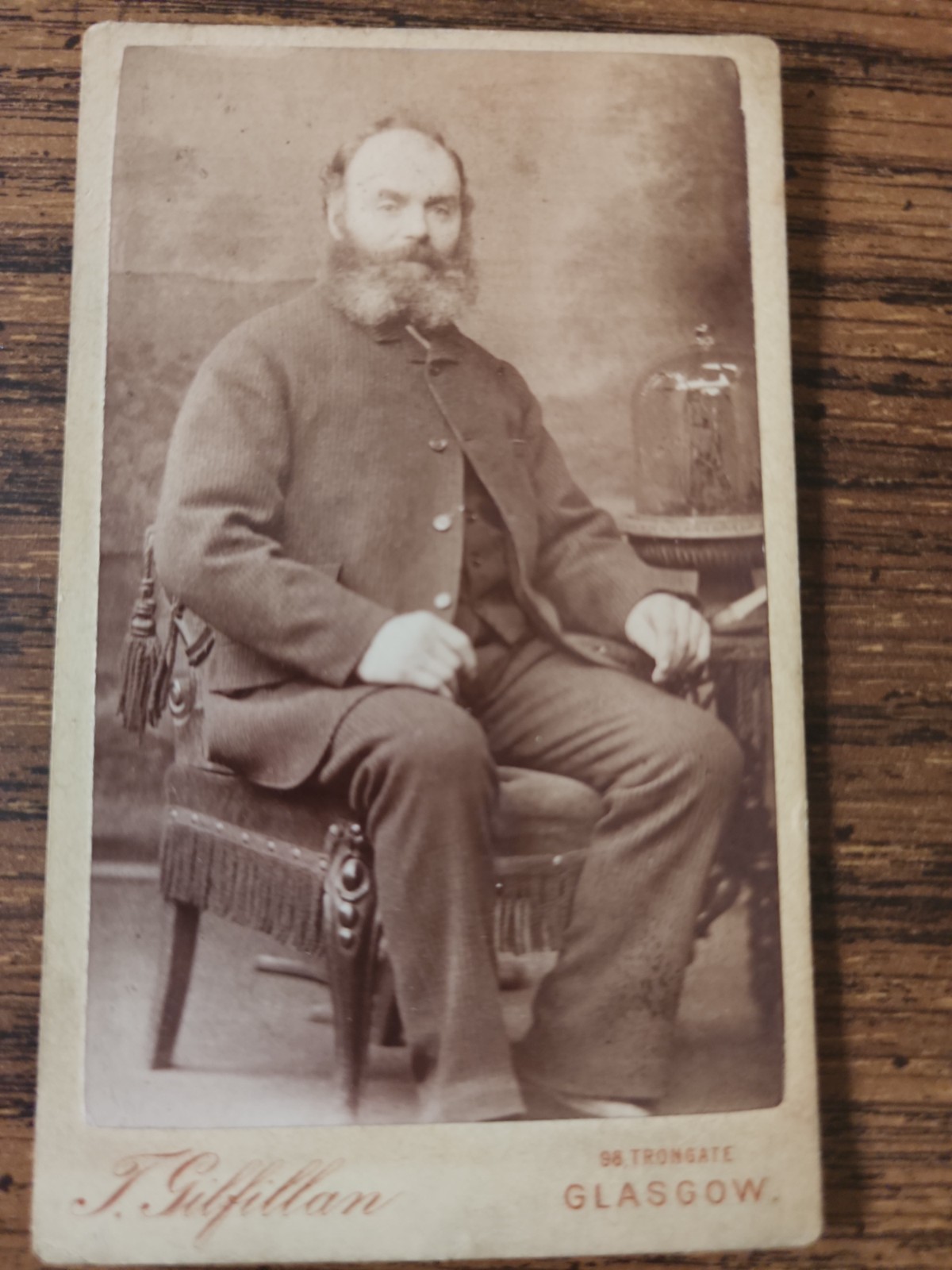 Vtg. 1870's CDV of Gentleman T. Gilfillan Studio Glasgow Scotland Photo Card