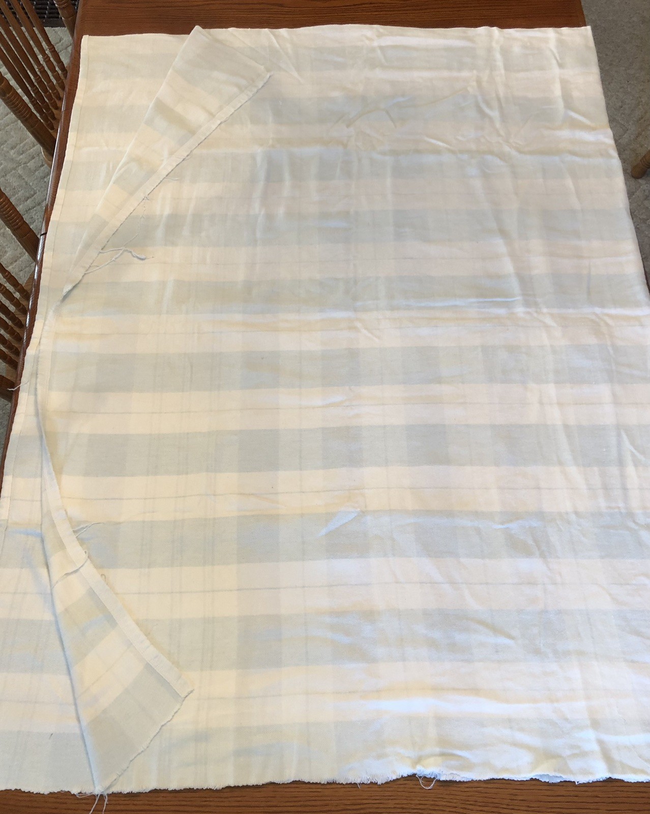 Vintage Camp Blanket Worn Faded Cotton Plaid Thin FLannel Fabric 90