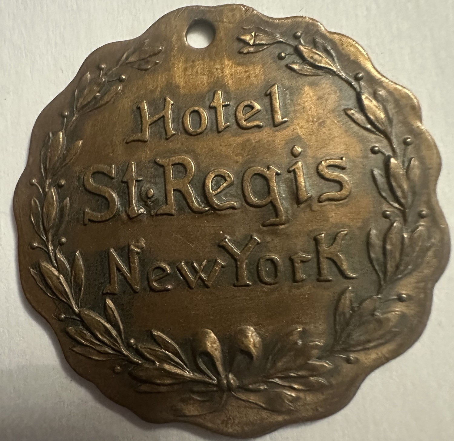 Hotel St. Regis New York Hotel Room Key #412 Fob By Robins Co. Attleboro, Mass.