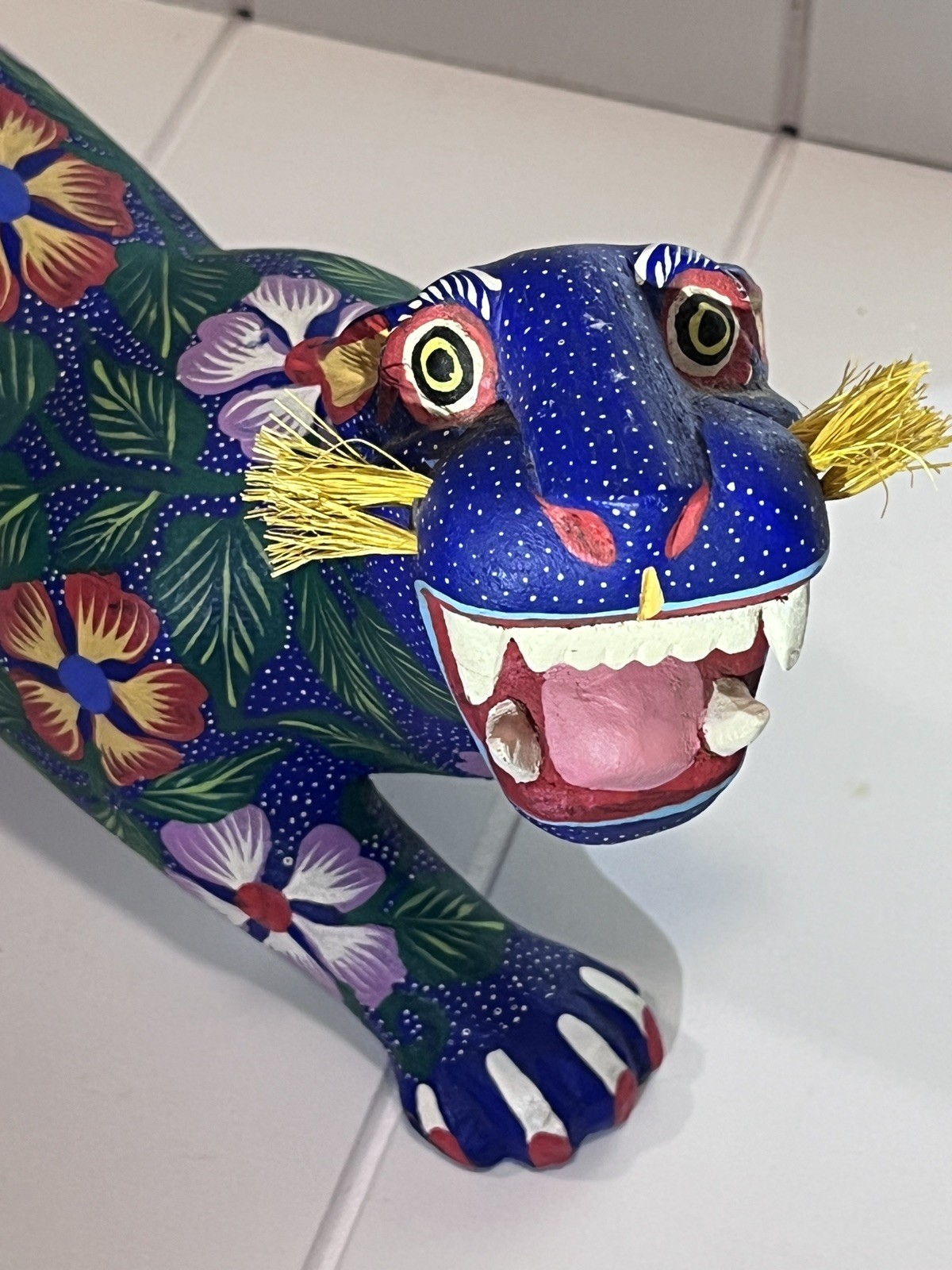 Joaquín Hernández Vásquez Signed Oaxacan Alebrije Jaguar 16” Wood Mexico 