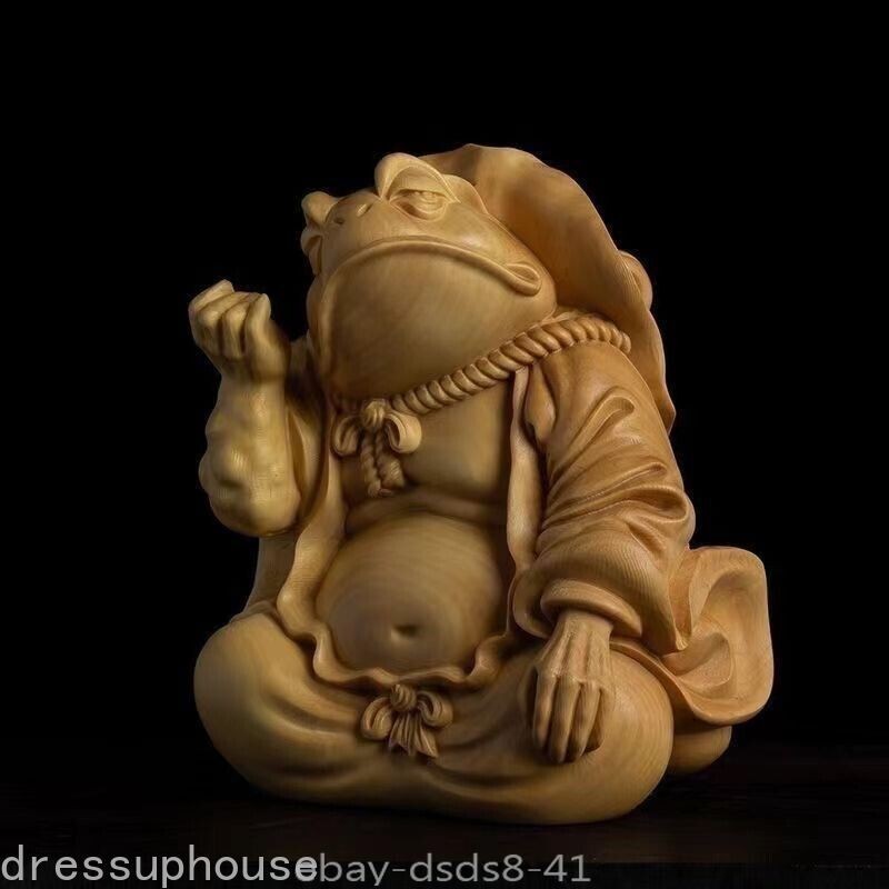Chinese Arborvitae Wood Carving Frog Man