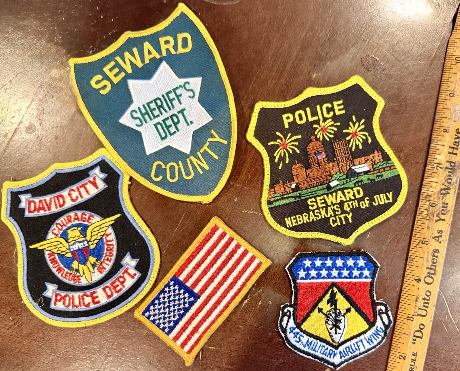 Vintage Patches Lot Of 5 Nebraska Police, Seward County Sheriff, USAF 445th MAW