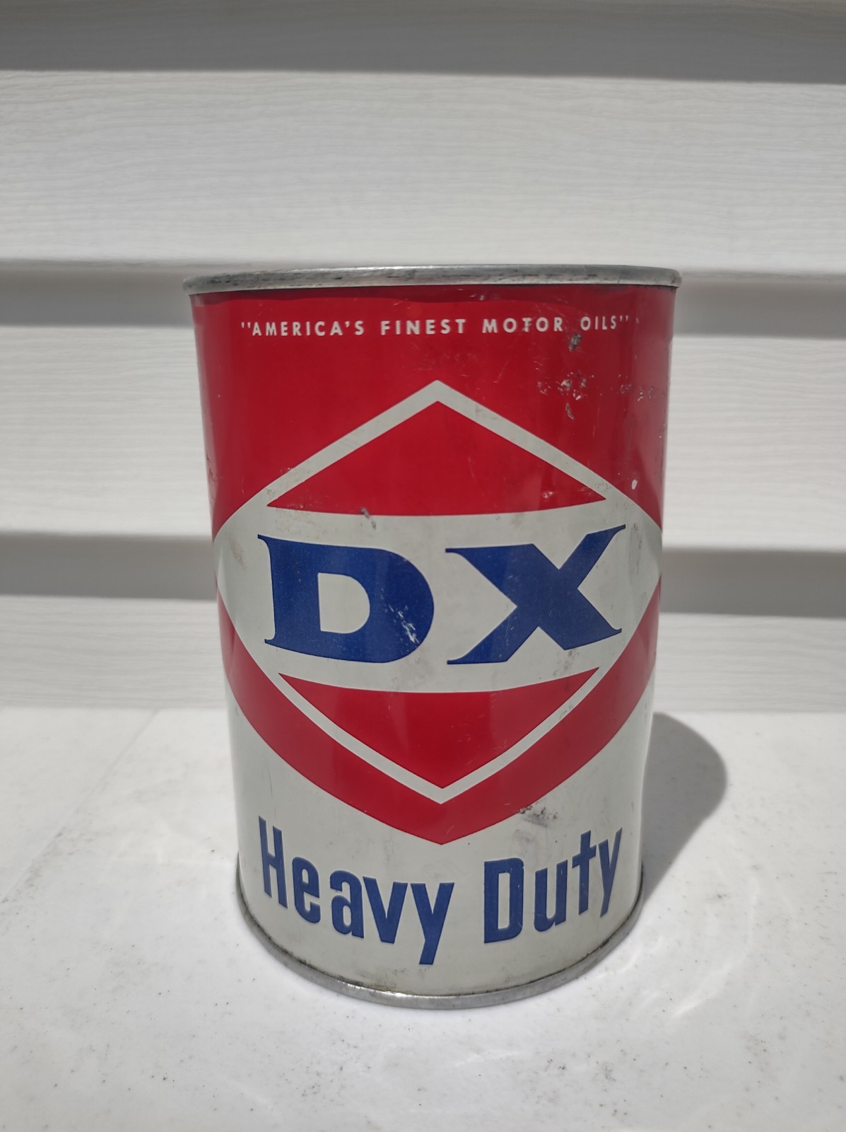Vintage DX Motor Oil Can Quart Heavy Duty Aluminum Tin Empty Sunray Tulsa OK