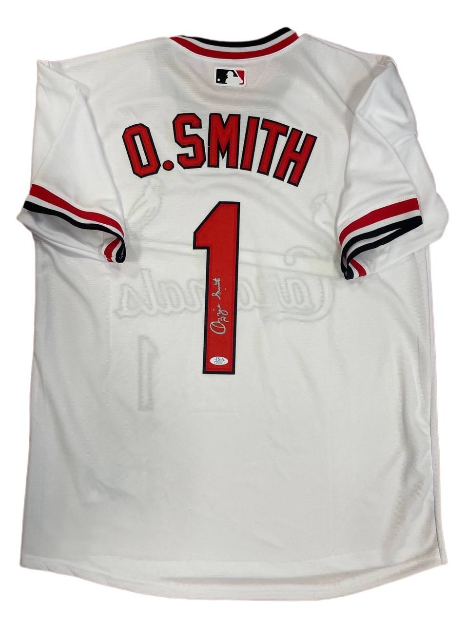 Baseball Jersey Ozzie Smith Autographed White/Red JSA Authentication