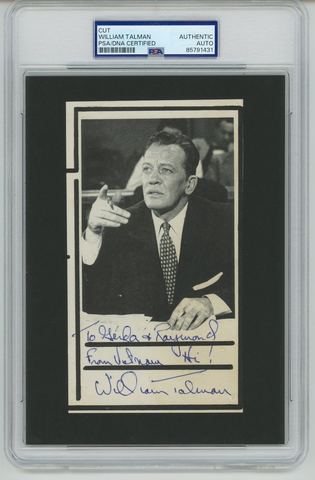 William Talman ~ Signed Autographed Hamilton Burger Perry Mason Photo ~ PSA DNA