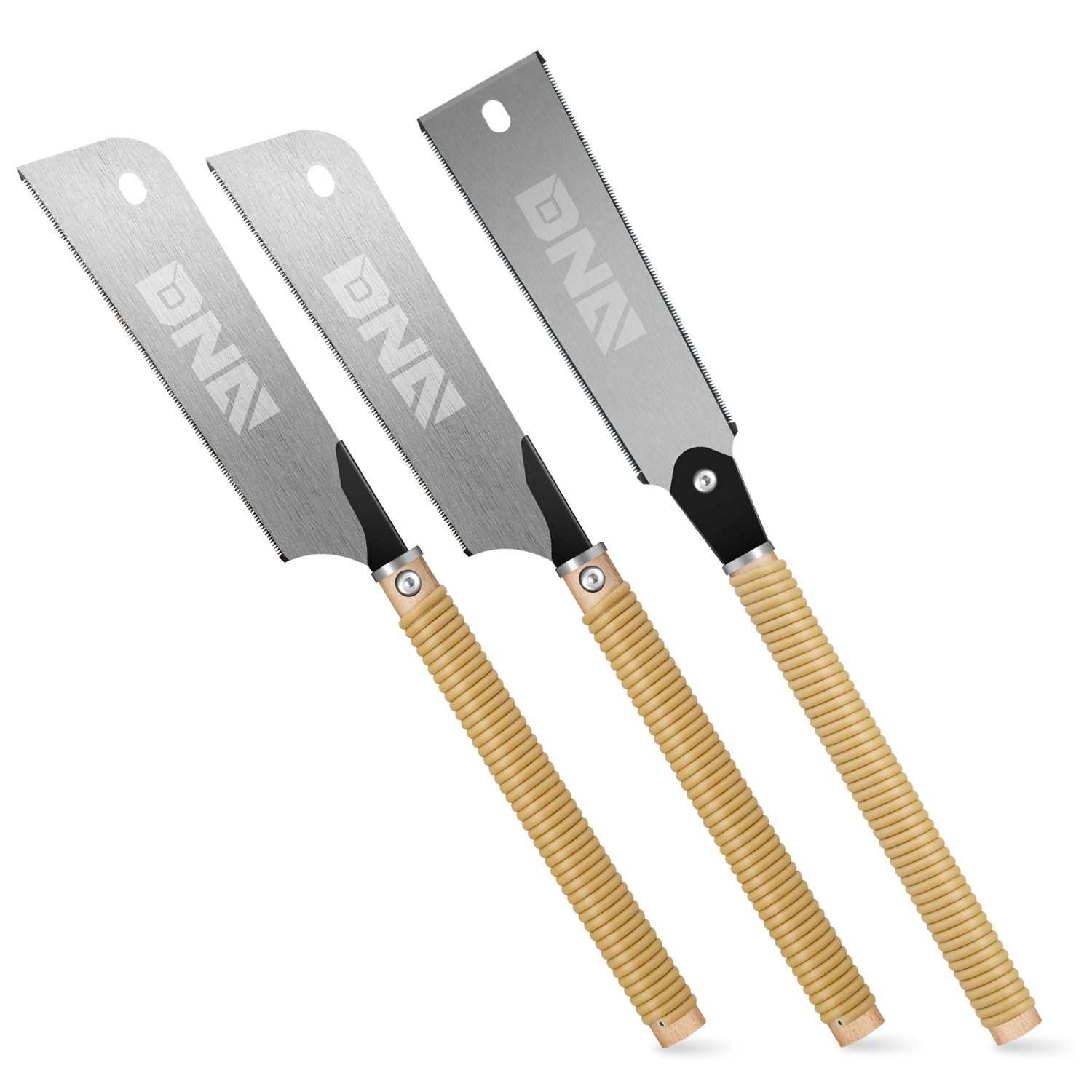 Alloy Steel Japanese Pull Saw Set Hand Saw 9in Blade Double Edge for Woodworking