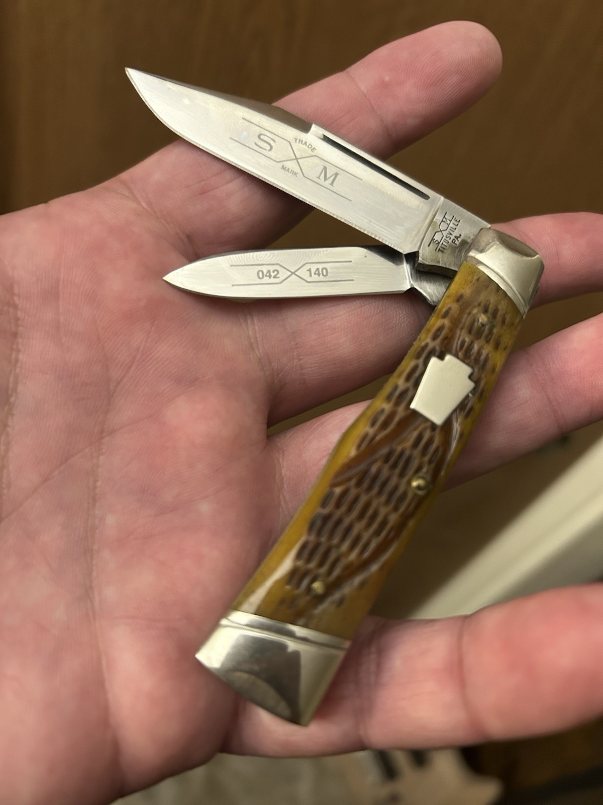 🔥 Schatt & Morgan By Queen USA Amber Gunstock Jack Knife New Limited Edition