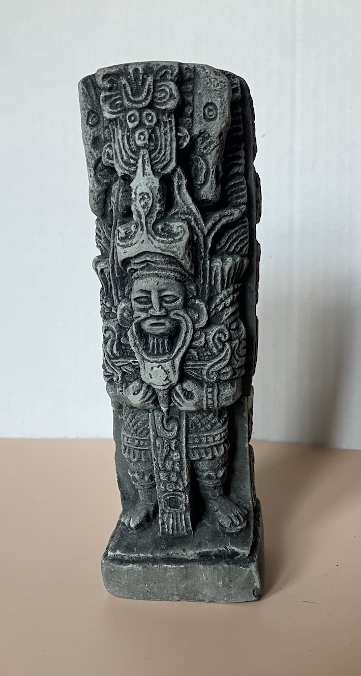 Mayan Stela Figurine Cast Stone Reproduction 6.75 Inches