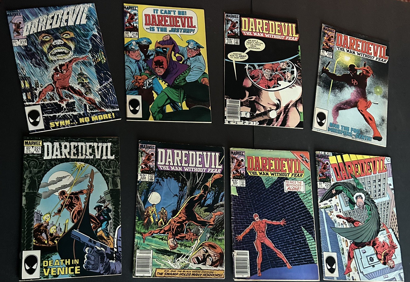 Daredevil Comic Lot of 8 #214 218 219 220 221 222 224 225 Marvel Copper Age