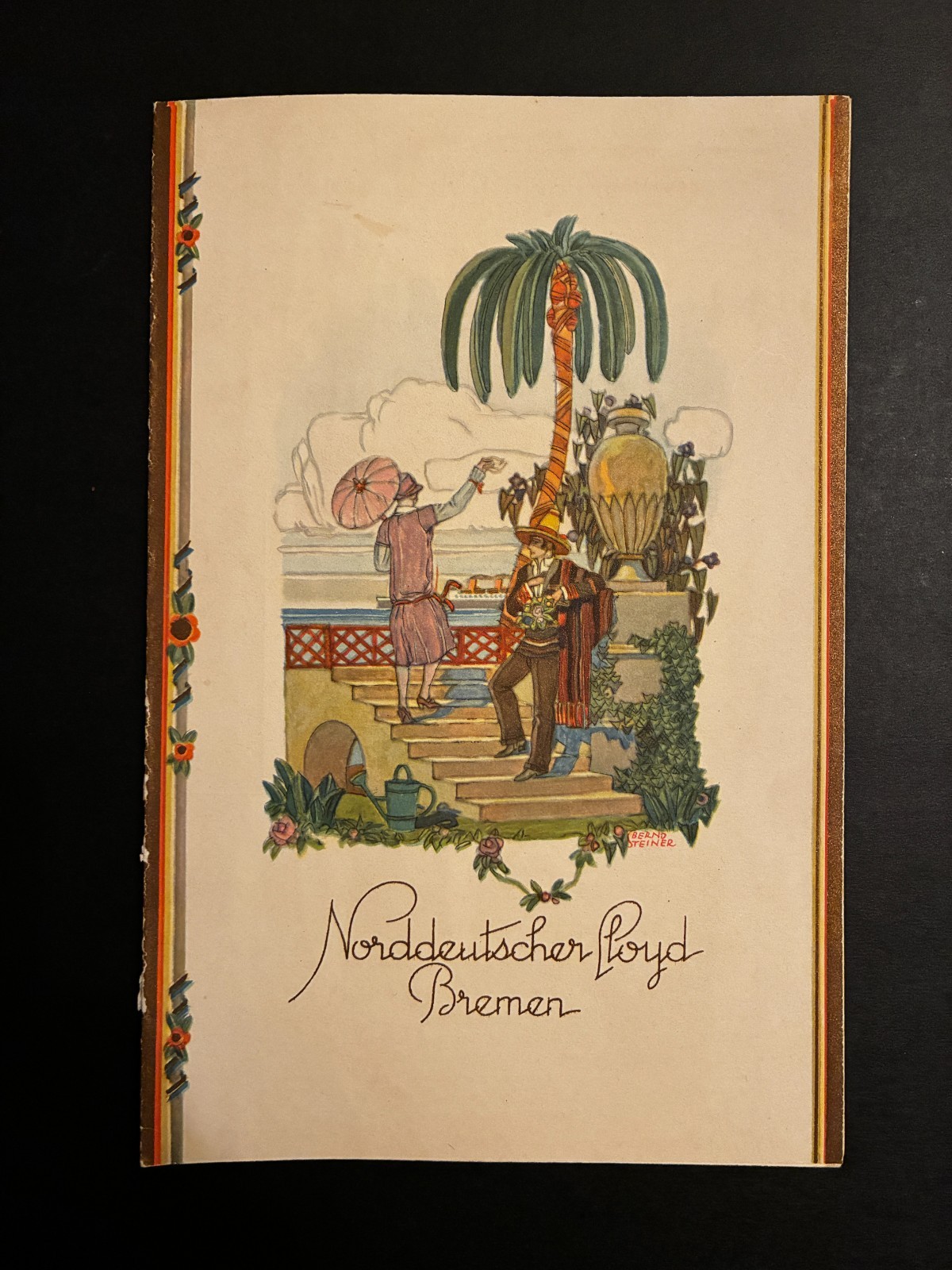 RARE 1929 SS Berlin Menu Norddeutscher Lloyd - Bernd Steiner Art Deco Illustrati