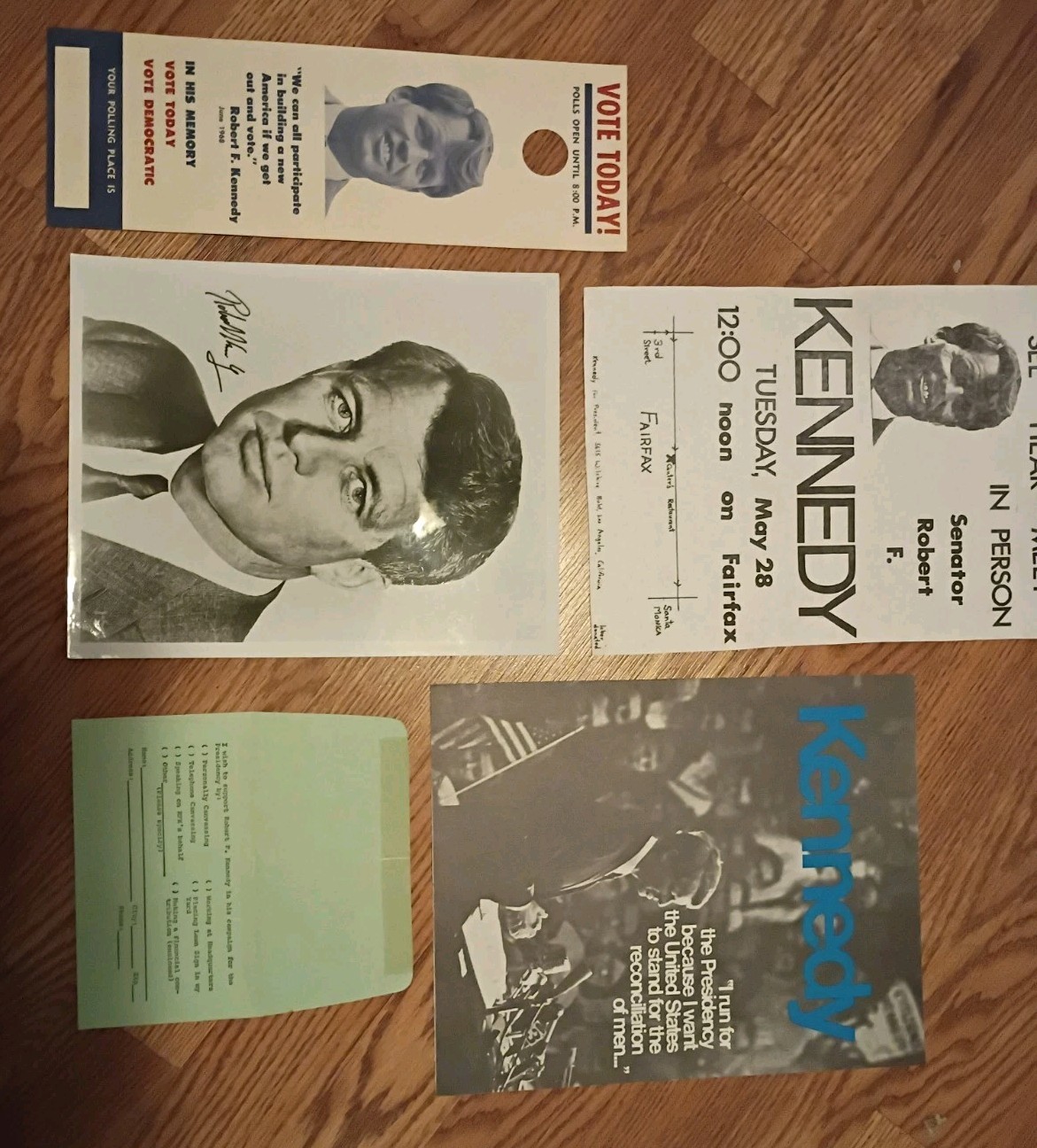 Robert F Kennedy 1968 Presidential Campaign Lot Including Signed Photo