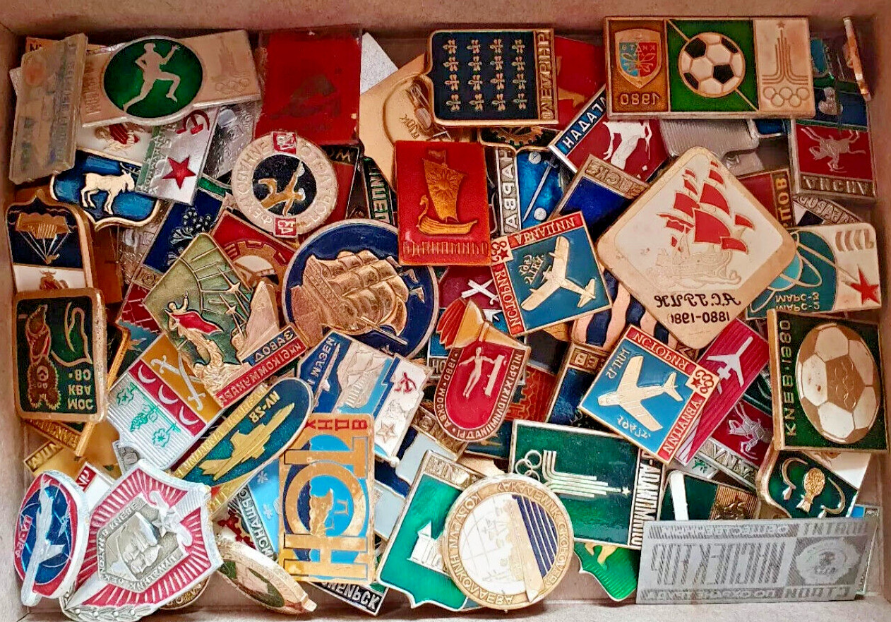 Vintage Collection Russian Soviet Pin Badge USSR Set 50 pcs.