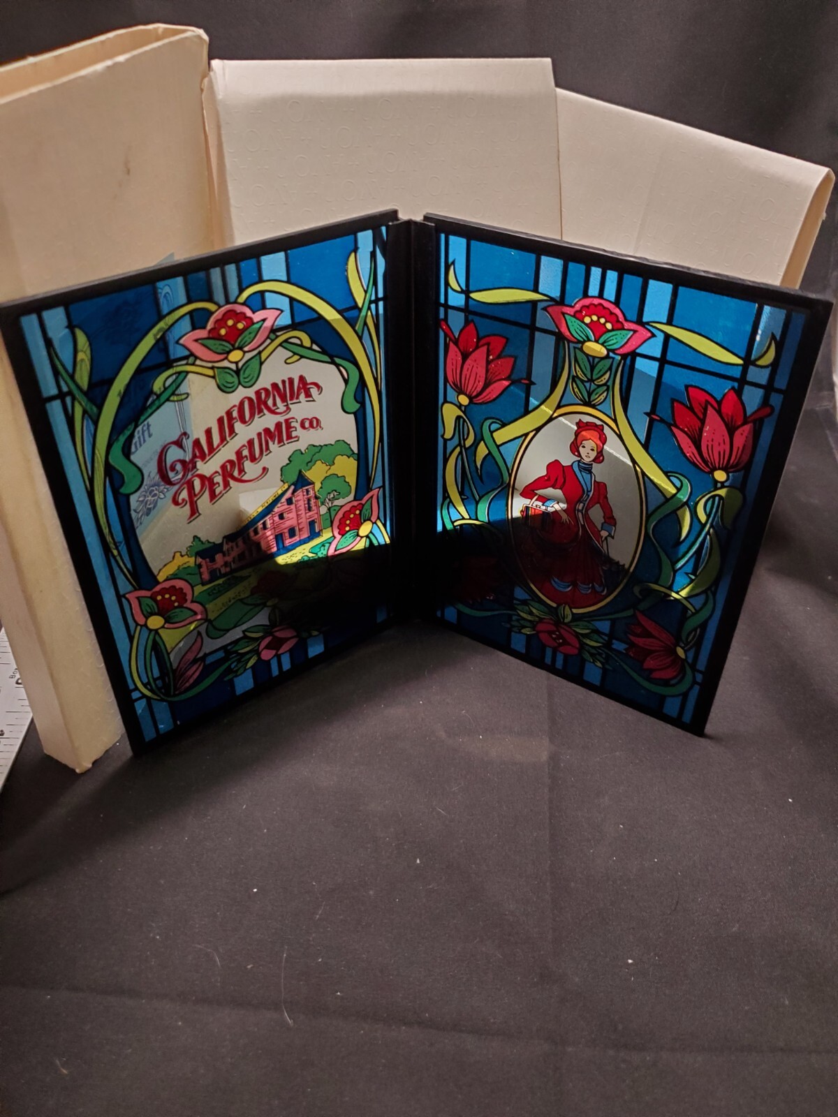 Avon Representative 1976 Holiday Gift Stained Glass California Perfume Co Frame