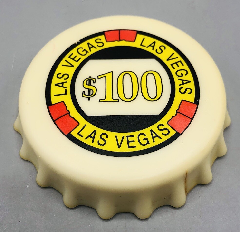 Vintage Oversized 3” Las Vegas $100 Casino Chip Magnet & Bottle Opener