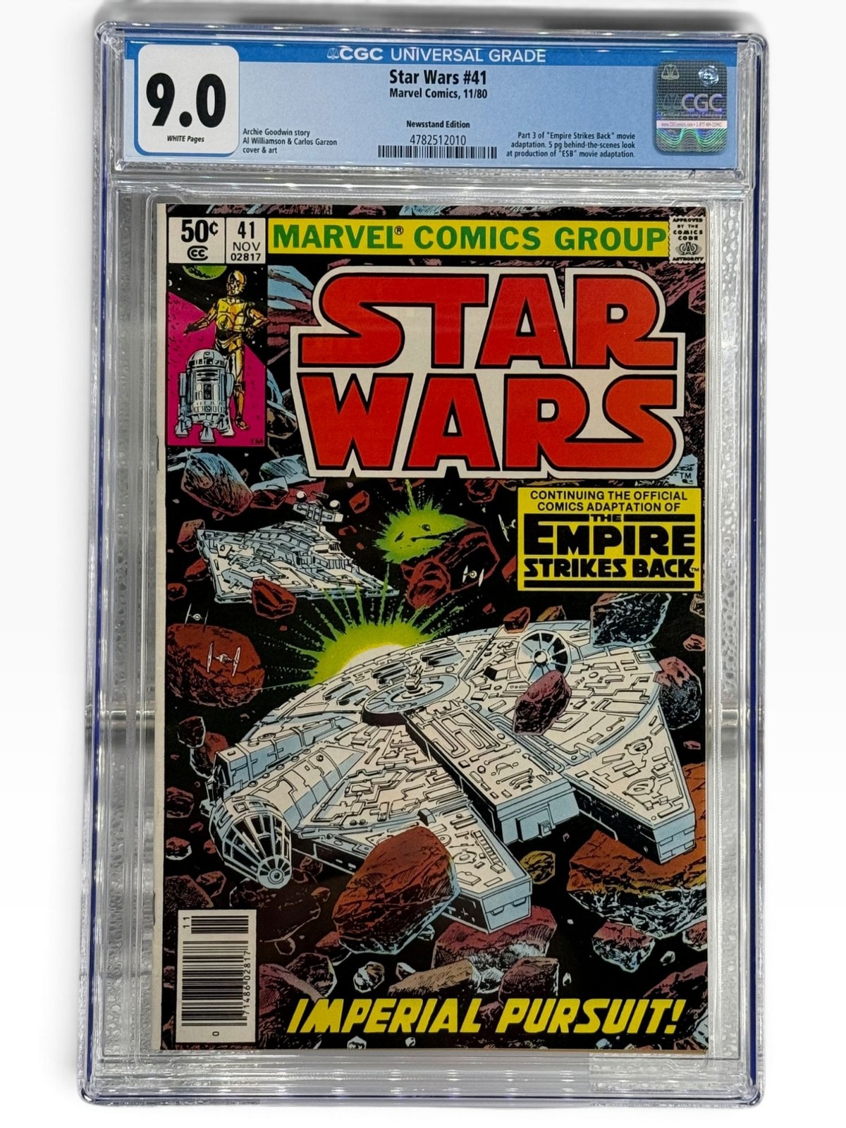 Star Wars #41 Marvel Comics CGC 9.0 Newsstand Yoda\'s First Cameo