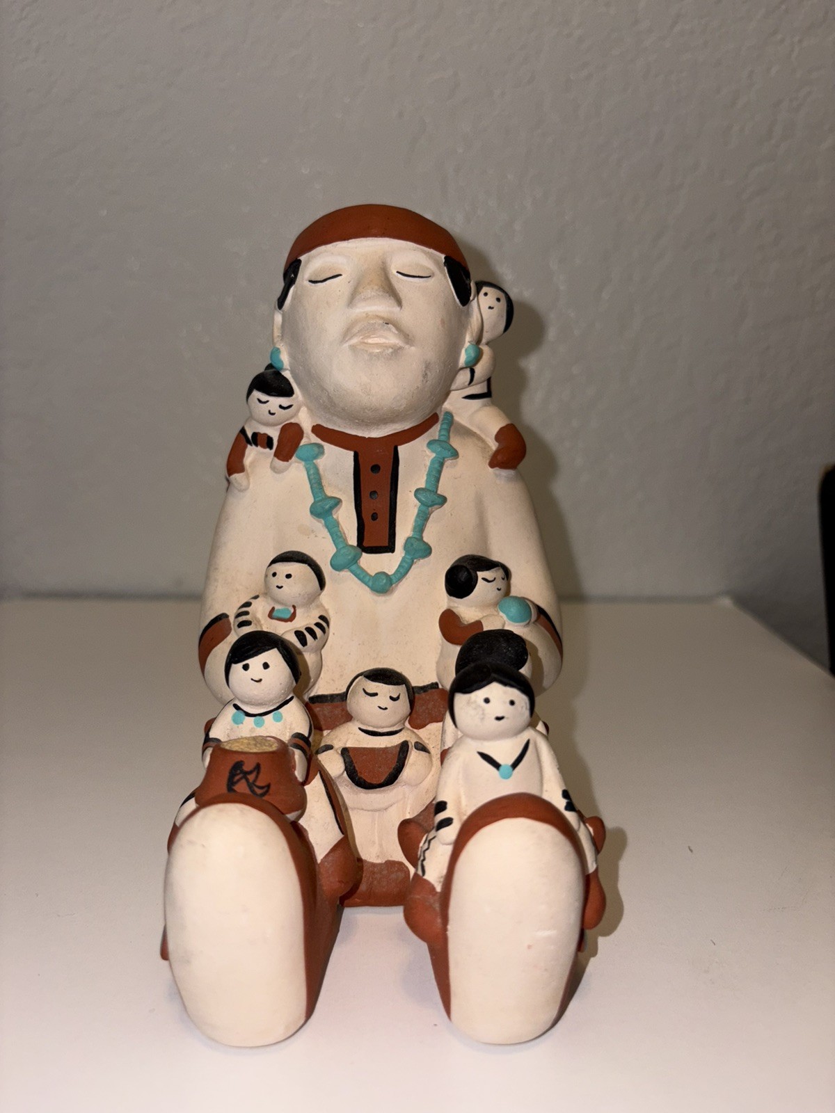 Vintage 1986 Signed Teissedre Native American Storyteller With Children Figurine