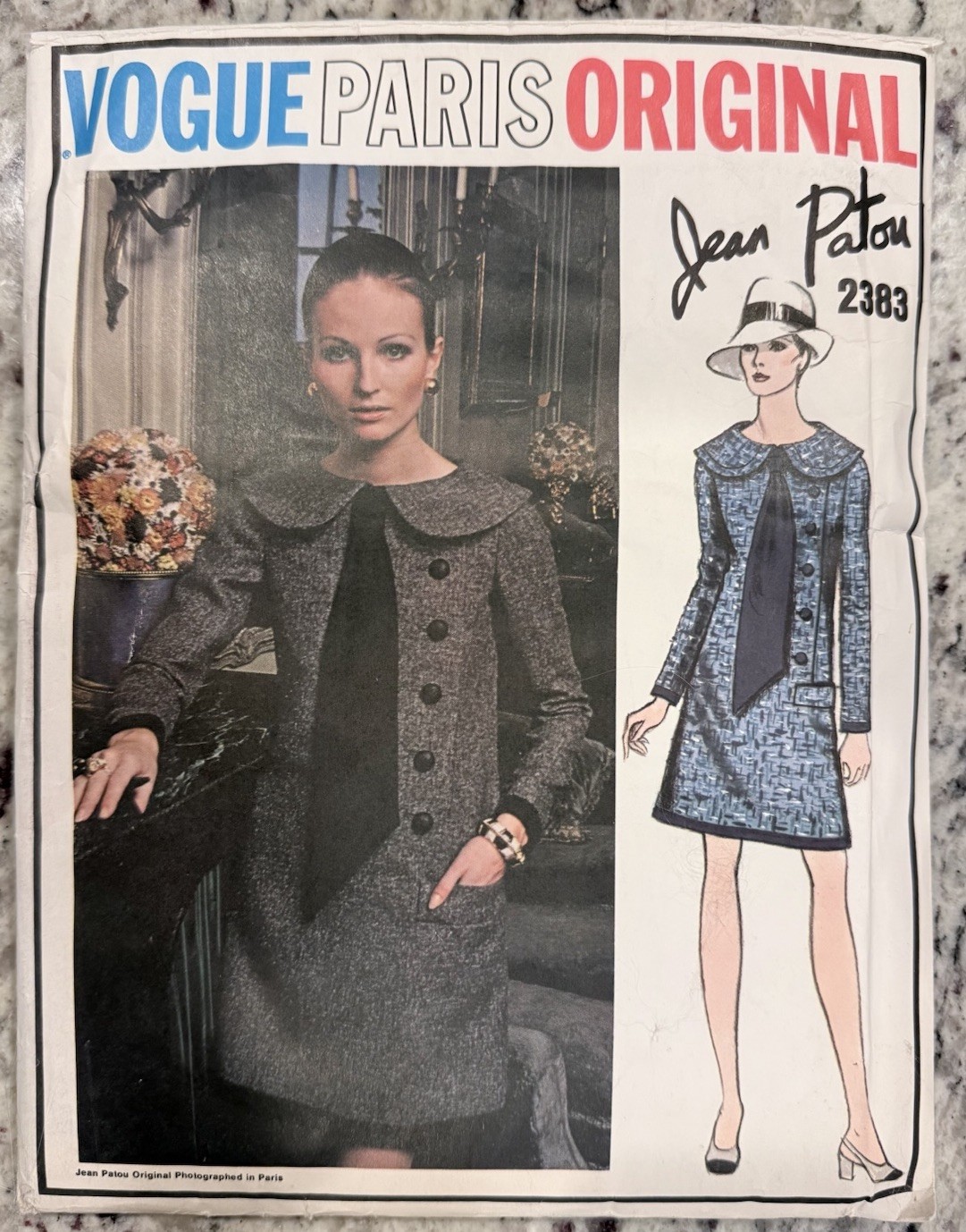 Vtg Vogue Paris Original Jean Patou 2383 Sewing Pattern Dress Size 12 UNCUT Rare