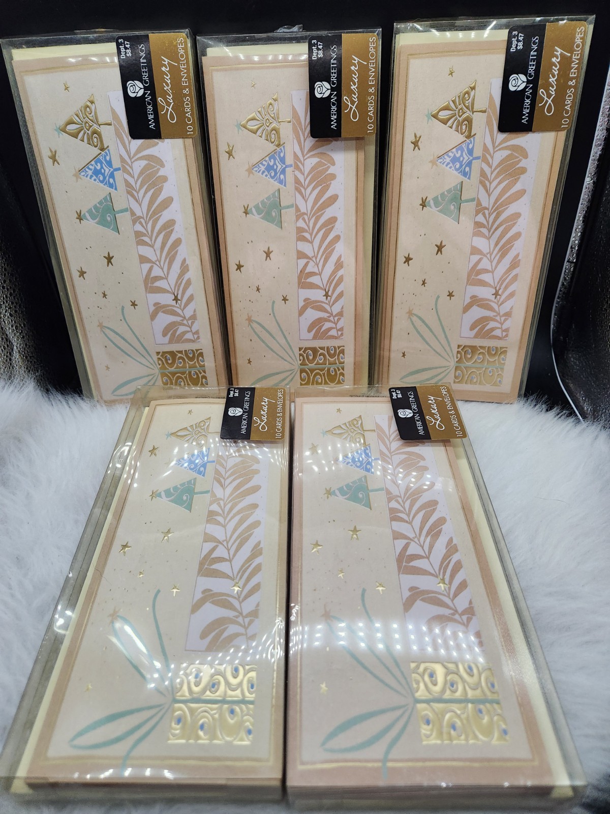 American Greeting Luxury Christmas 10 Cards & Envelopes Sealed NOS Lot Of 5