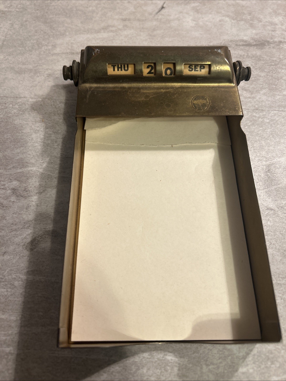 Vintage Park Sherman Brass Roll Perpetual Desk Calendar Notepad  Springfield