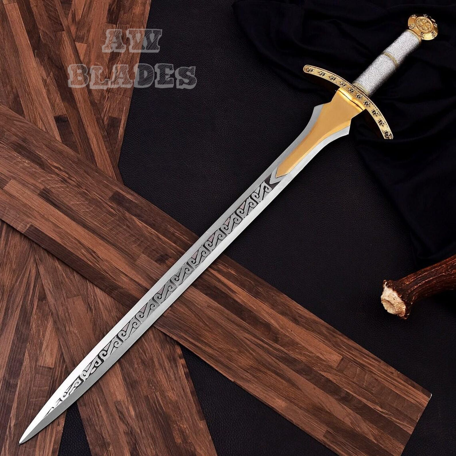 King of Jerusalem Kingdom of Heaven Replica Handmade Carbon Steel Etched Blade