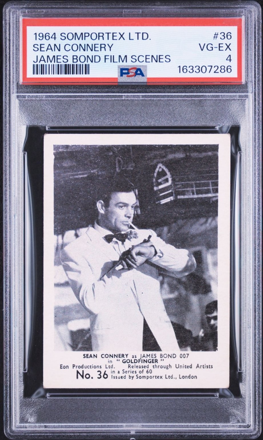 1964 Somportex James Bond Sean Connery in Goldfinger Card #36 PSA 4 VG-EX