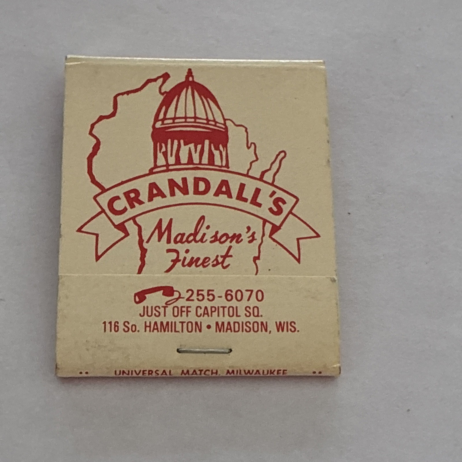Unstruck Matchbook  - Crandall\'s Restaurant Madison WI