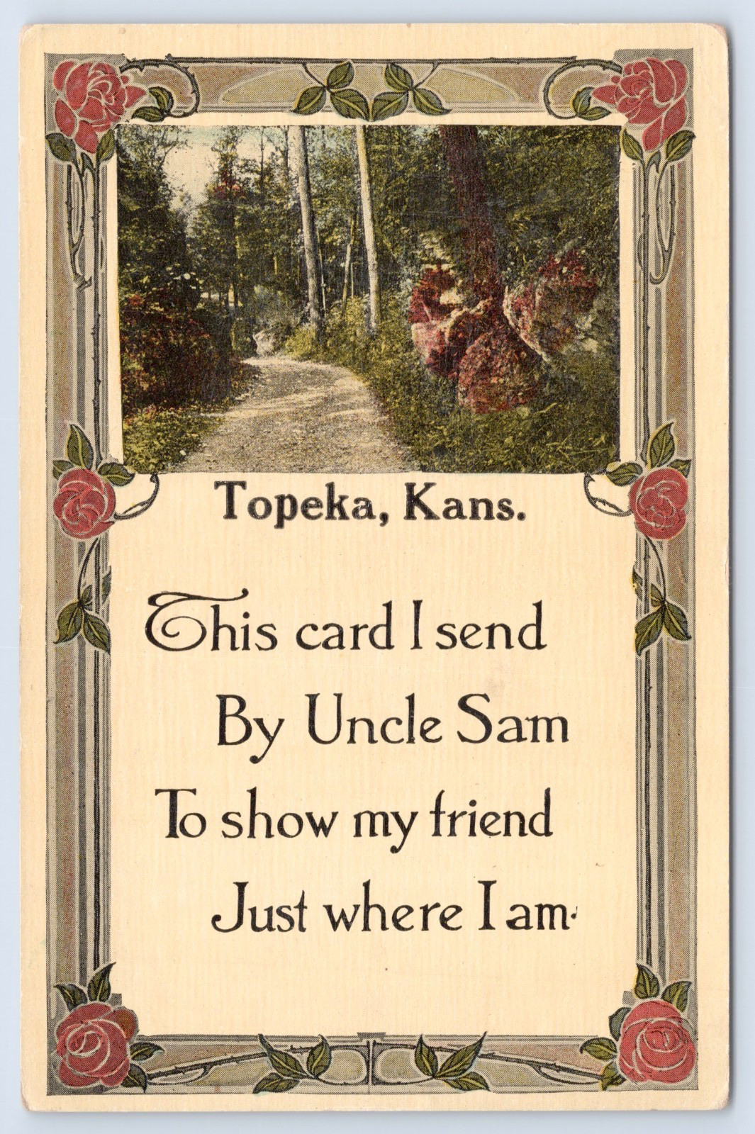 Topeka, KS Greetings From, Scenic View, Poem, Salesman Sample, c1910 Postcard