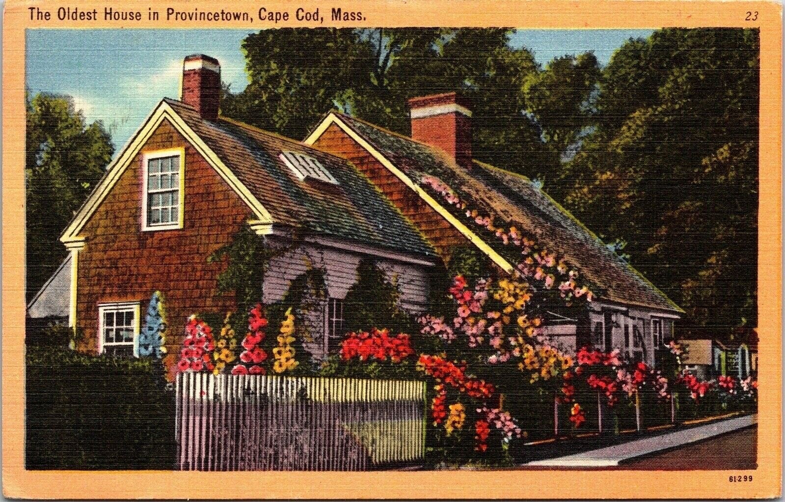 Oldest House Provincetown Cape Cod Massachusetts MA Linen Postcard WOB Note 1c