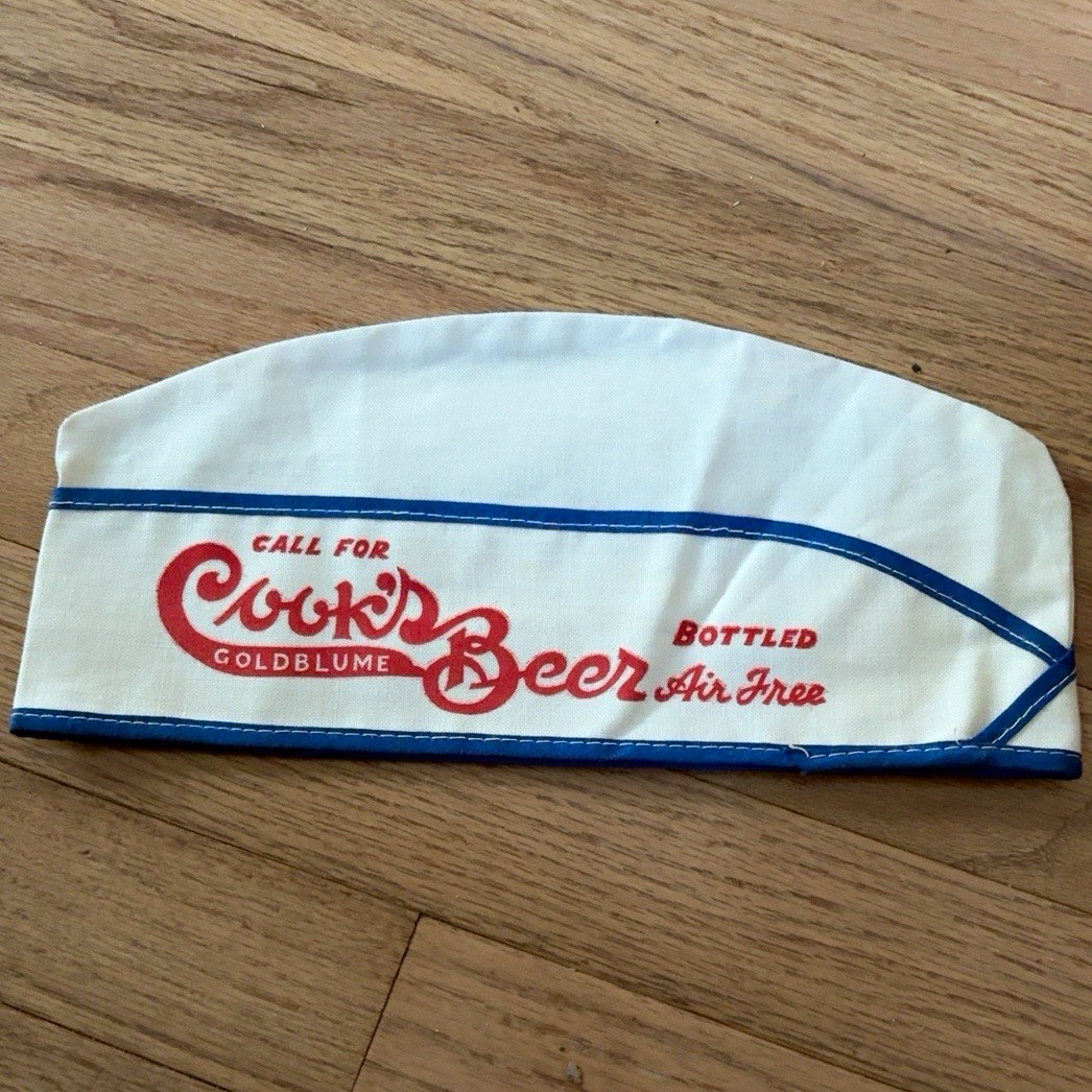 Rare c. 1948-53 Cook's Ale “Bottled Air Free”Beer Advertising Cloth Hat NOS 