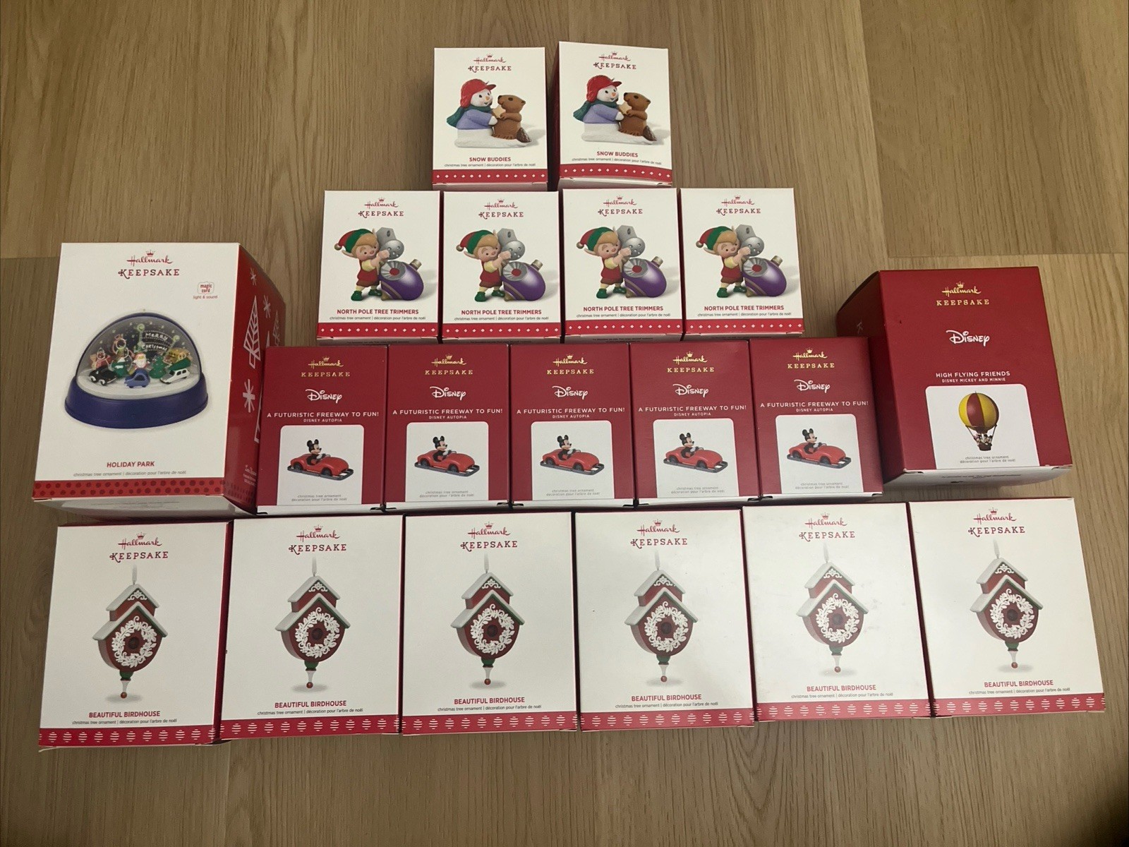 Hallmark Keepsake Ornament Mickey Beautiful Birdhouse Snow Buddies Lot Of 19