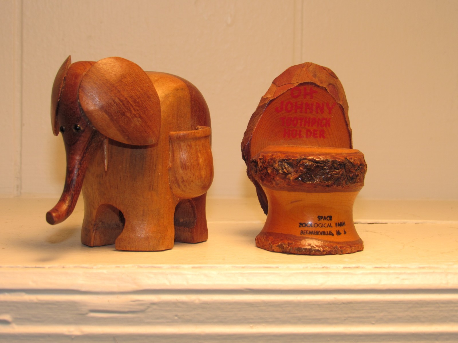 Vintage Hand crafted wooden  toothpick holders 2 pieces