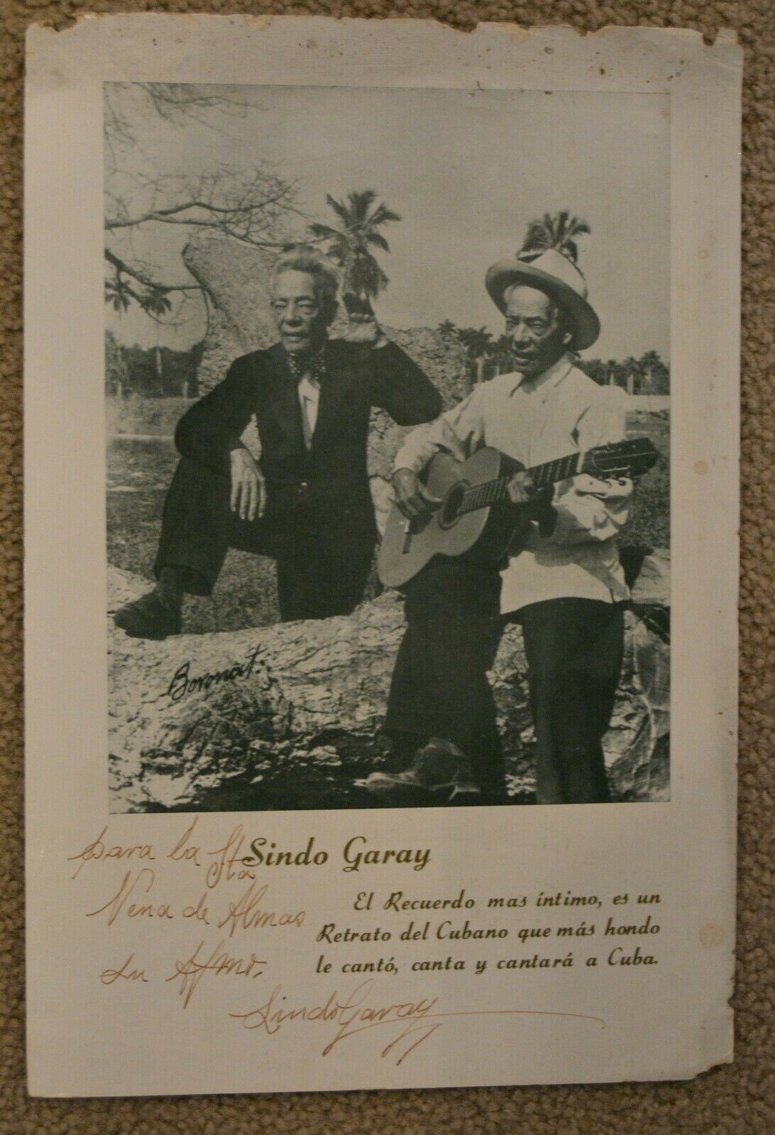 SINDO GARAY VINTAGE PHOTO autograph  RARE signed GORGEOUS CUBA TROVA MUSICIAN