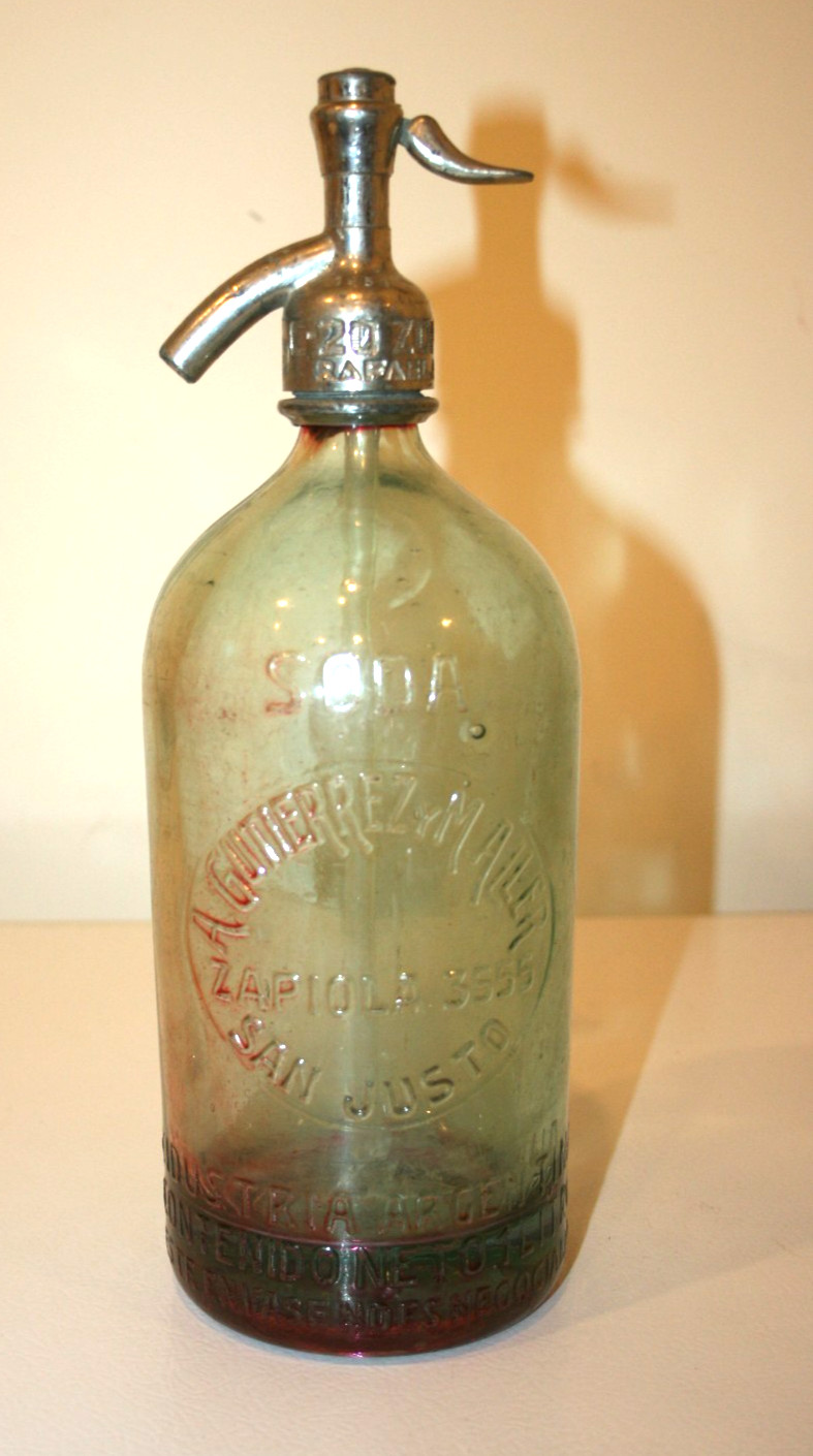 Vtg Argentina Soda Bottle Green Glass Embossed GUTIEREZ MALLER ZAPOILA