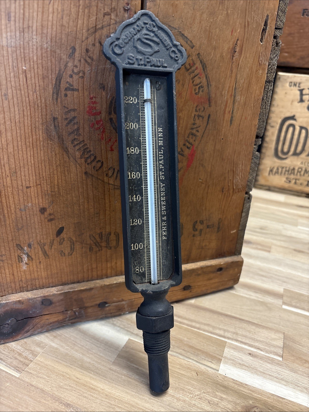 Antique 11” Cast Iron Temp Gauge Cochran Sargent Fehr Sweeney St Paul Minnesota