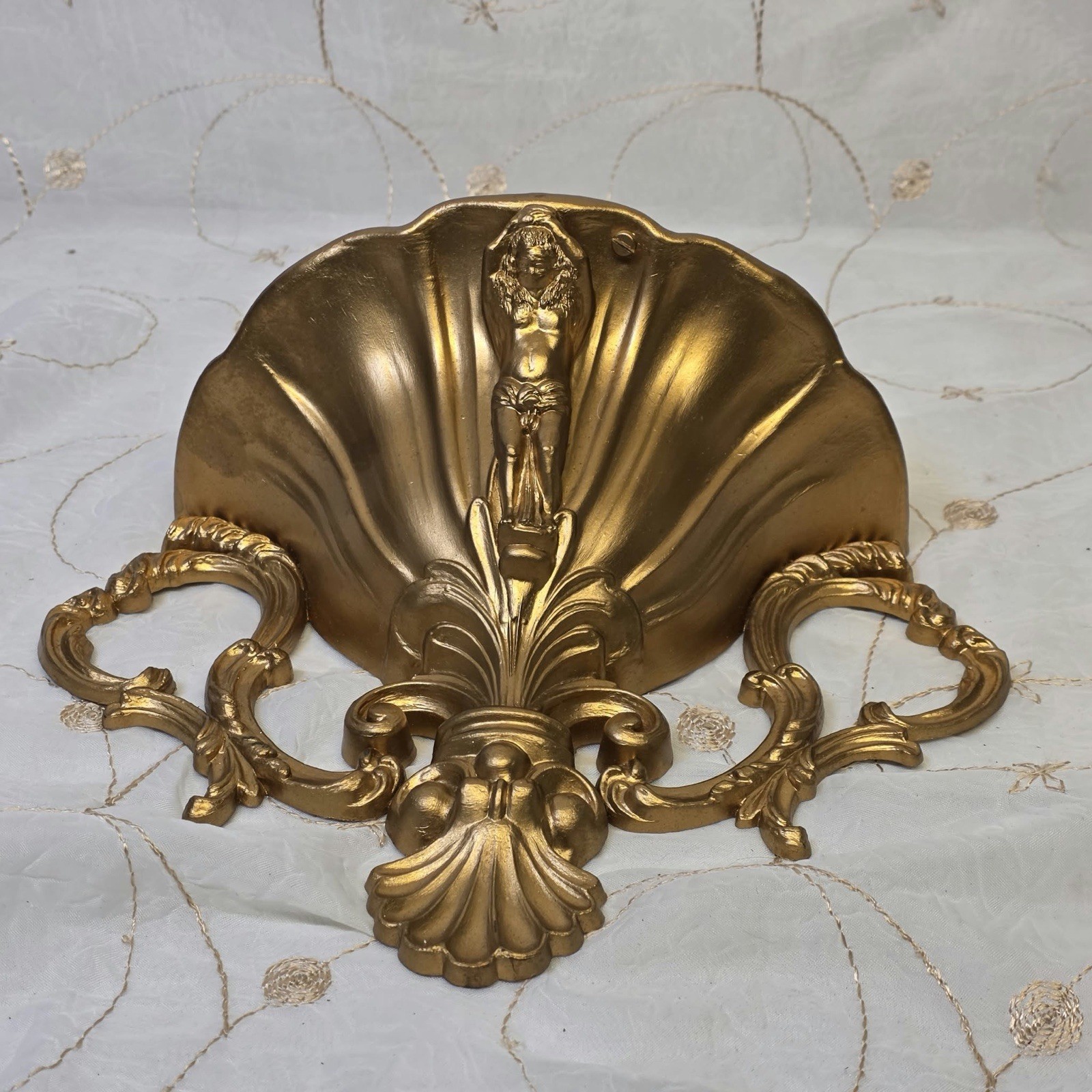 Vintage Empire Art Products Gold Shell Wall Pocket Planter Made In Italy 891