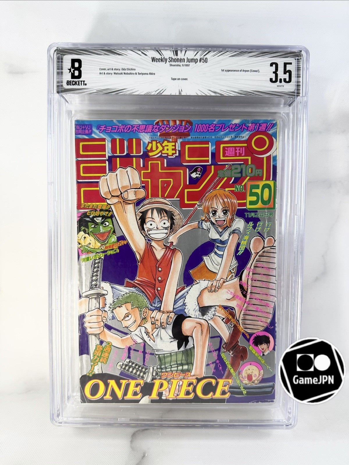 BGS 3.5 Weekly Shonen Jump #50 1997 One Piece 3rd Cover Appearance Graded Manga
