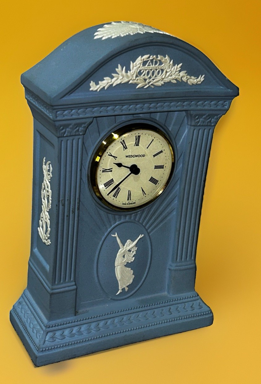 Wedgwood Jasperware Millennium Mantel Clock England Works 9” Dancing Hours