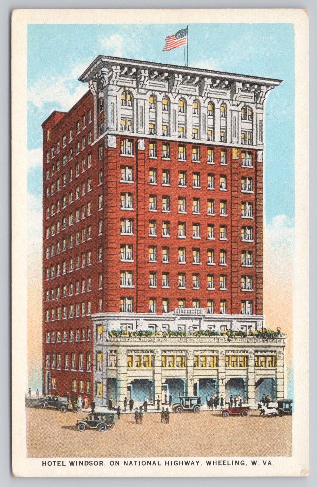Postcard Hotel Windsor National Highway Wheeling West Virginia WV Unused Vtg