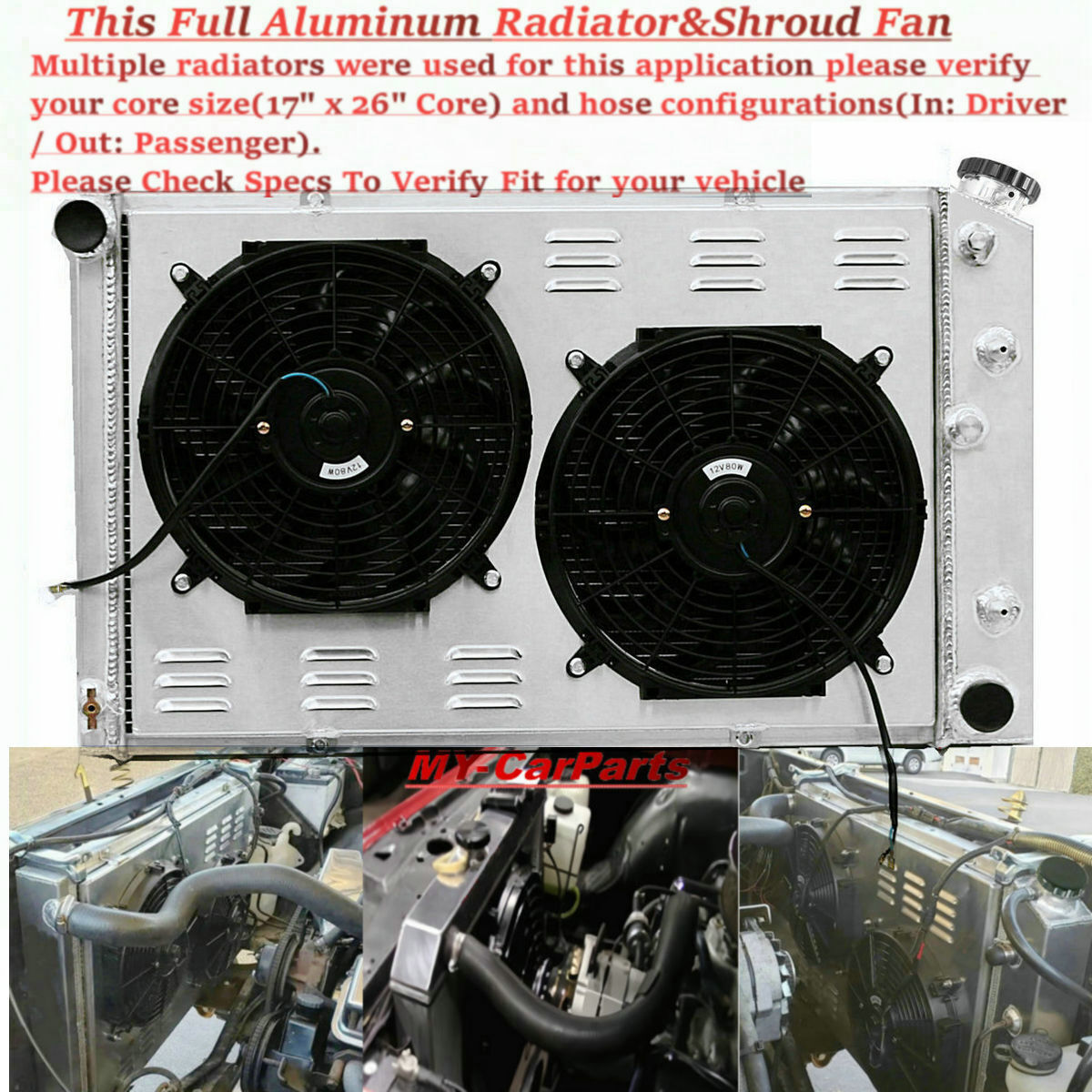 4 Row Radiator&Shroud Fan For 77-88 Oldsmobile Cutlass 3.8L,4.3L,4.4L,5.0L,5.7L