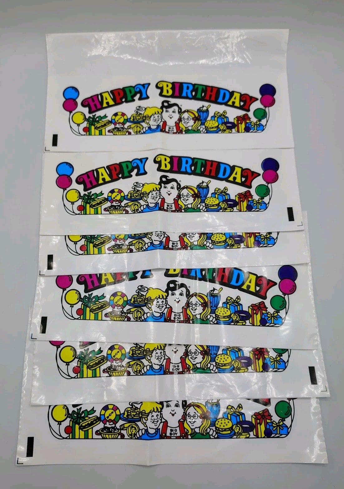 6 Vintage Marc\'s Plastic Big Boy Restaurant Party Hats Birthday Set Lot 